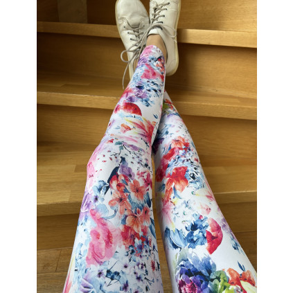 Legíny bílé s květy