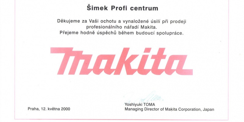 Ocenění za vynikající prodejní výsledky MAKITA 2019