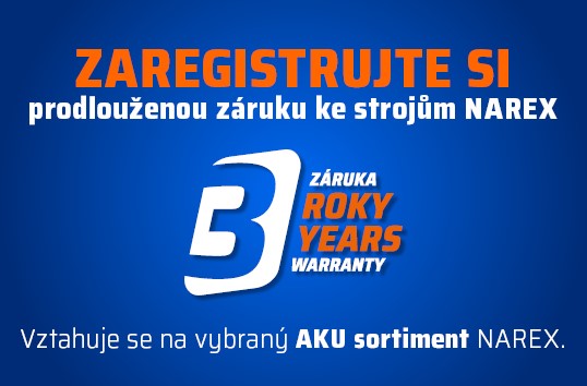 Záruka 3 roky na NAREX BRUSHLESS AKU program