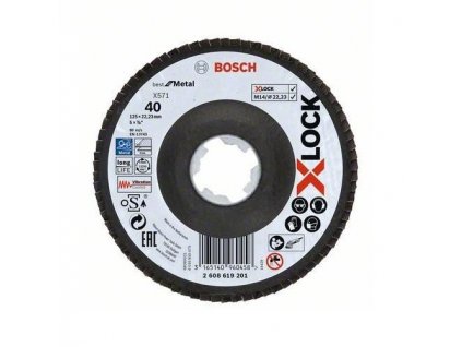 168536|||Hlavní obrázek Bosch lamelovací brusný kotouč Best for Metal X-LOCK 125 x 22,23 mm, G40
