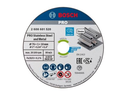 Bosch řezný kotouč PRO Stainless Steel and Metal, 76 × 1 × 10 mm - 5 ks