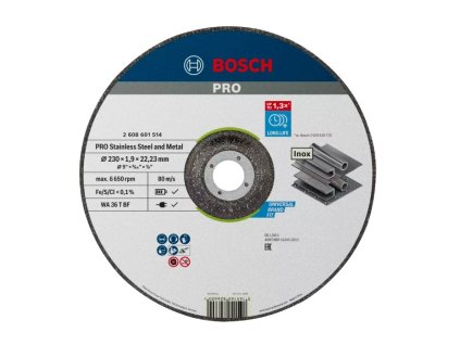 Bosch řezný kotouč PRO Stainless Steel and Metal, 230 × 1,9 × 22,23 mm, zalomený