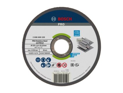 Bosch řezný kotouč PRO Stainless Steel and Metal, 125 × 1,6 × 22,23 mm, rovný