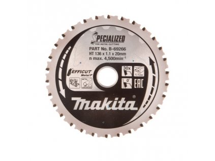Hlavní obrázek Makita B-69266 TCT pilový kotouč EFFICUT kov 136mm x 30T