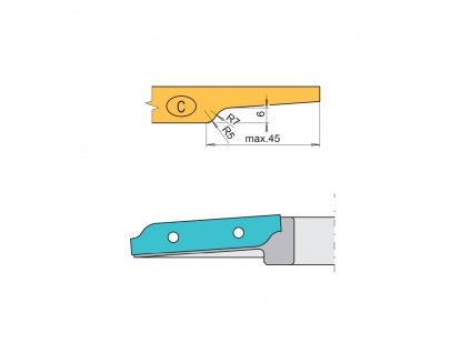151556|||Hlavní obrázek Rh+ nůž profil C VP-45 HW spodní provedení