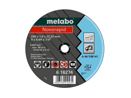 Hlavní obrázek Metabo řezný kotouč NOVORAPID Inox 230 x 1,9 x 22,23 mm, A 46-T