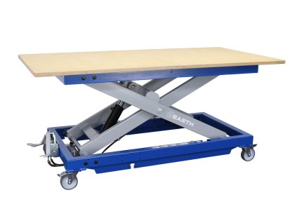 Barth výškově přestavitelný mobilní stůl H 600 s pracovní deskou, 2000 x 1015 mm