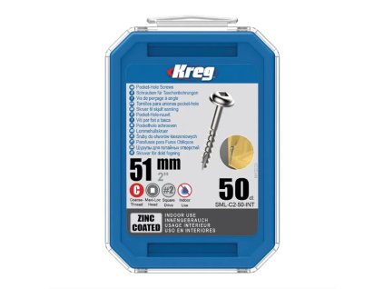 Kreg vruty pro skryté spoje, 51 mm, hrubý závit - 50 ks