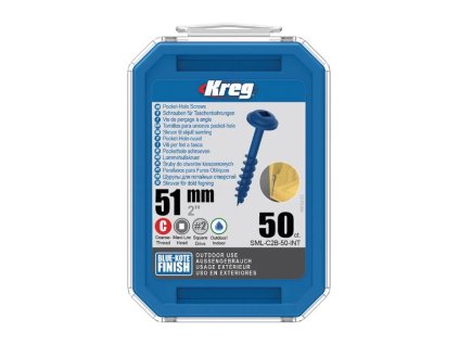 Kreg Blue-Kote, Maxi-Loc, vruty pro skryté spoje, 51 mm, hrubý závit - 50 ks