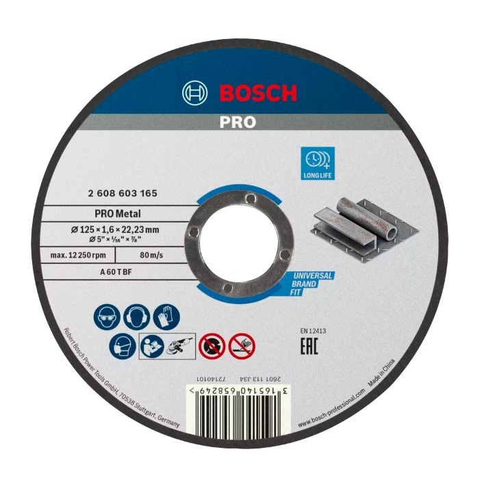 Bosch Bosch řezný kotouč PRO Stainless Steel and Metal, 125 × 1 × 22,23 mm, rovný 2608603165