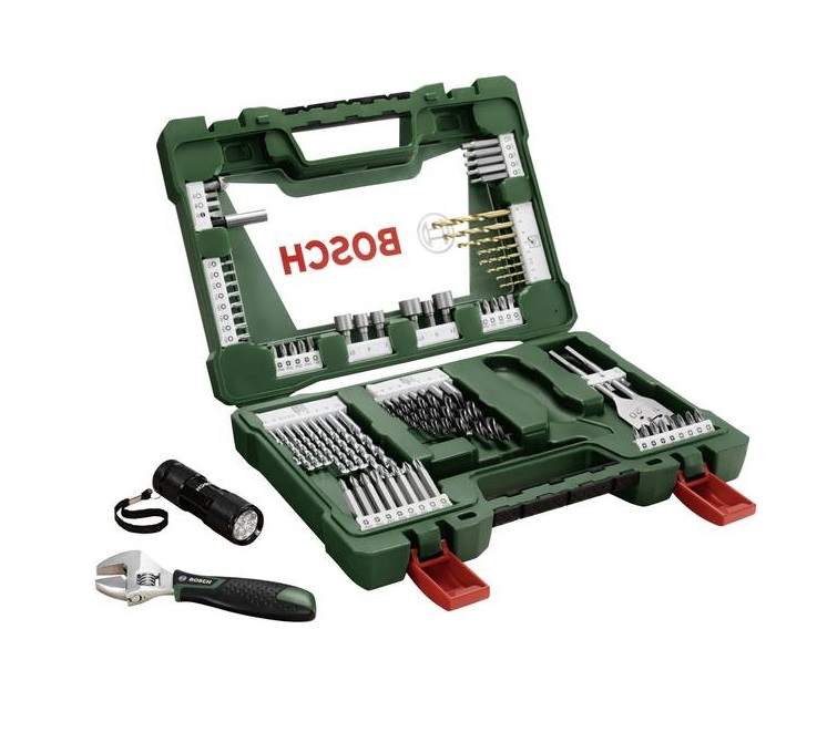 Bosch Bosch 83dílná sada vrtáků a bitů V-Line TiN s LED kapesní svítilnou a stavitelným klíčem 2607017193