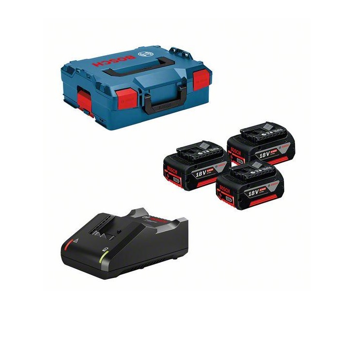 Bosch sada: 3× akumulátor GBA 18V 5.0Ah + GAL 18V-40 v L-BOXXe 136 0615990L3T
