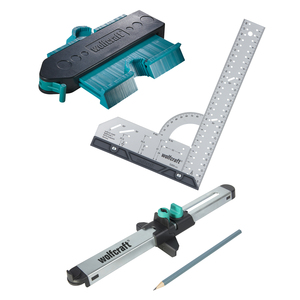 Wolfcraft Sada pre presne montáž laminátových podláh - uholník, obrys.šablona, zalícovávač 6976000