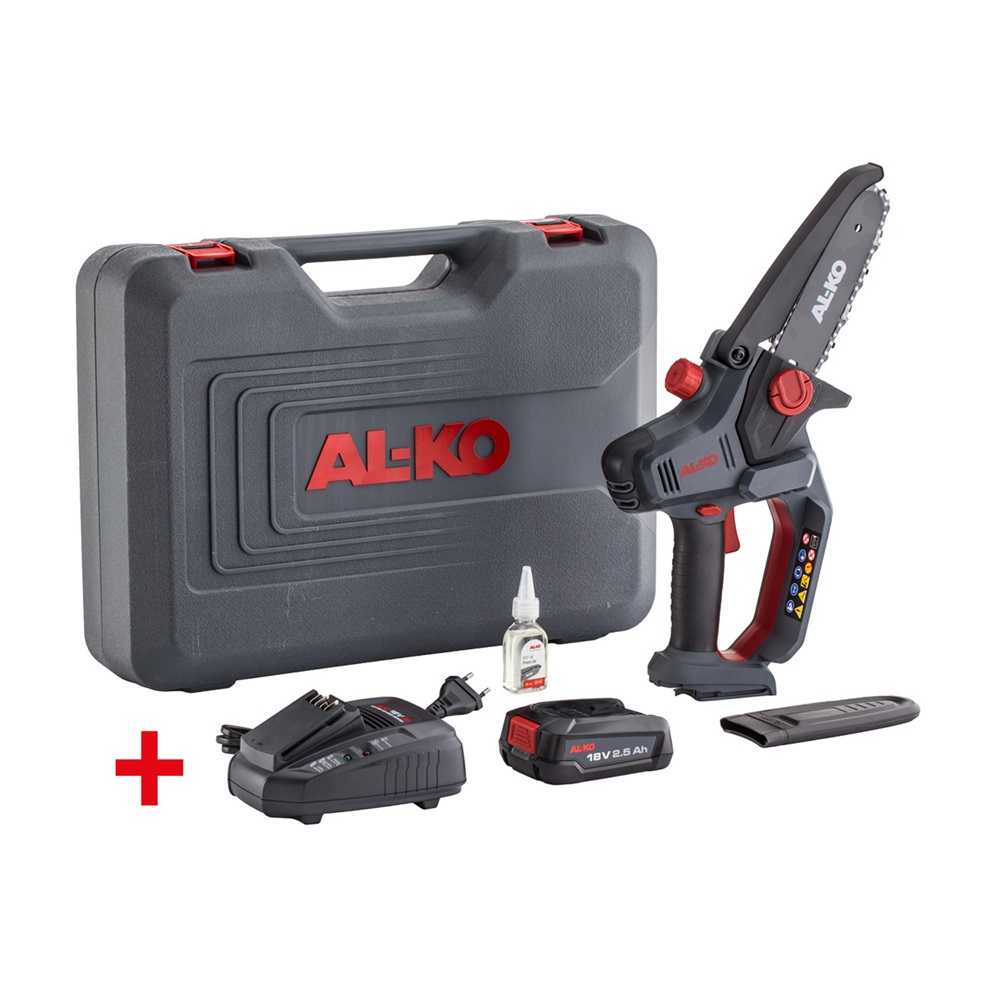 Alko AKU řetězová mini pila CSM 1815 + 18V / 2,5Ah + nabíječka + olej + kryt lišty 114023