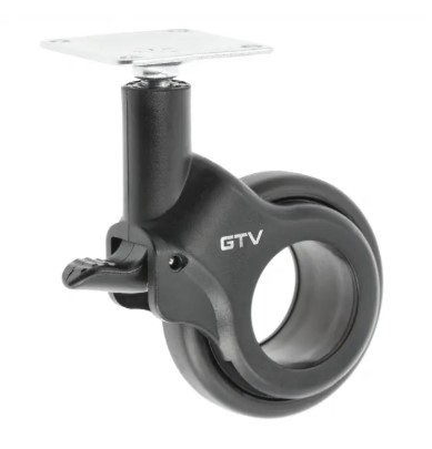 GTV GTV černé designové nábytkové kolečko STRADA, D60 mm, s brzdou KM-STRADA-60MM-ZH-20