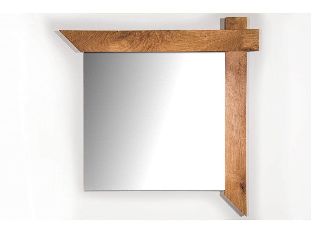 Nástěnné čtvercové zrcadlo  v dubovém rámu - Šimek interier