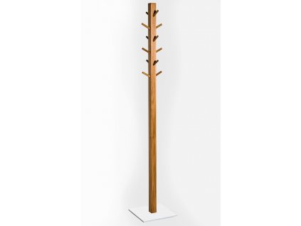 Dřevěný stojací věšák -  bílá základová deska- Šimek interier