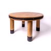 Dubový konferenční stolek kulatý s kovovou pásovinou - Šimek interier