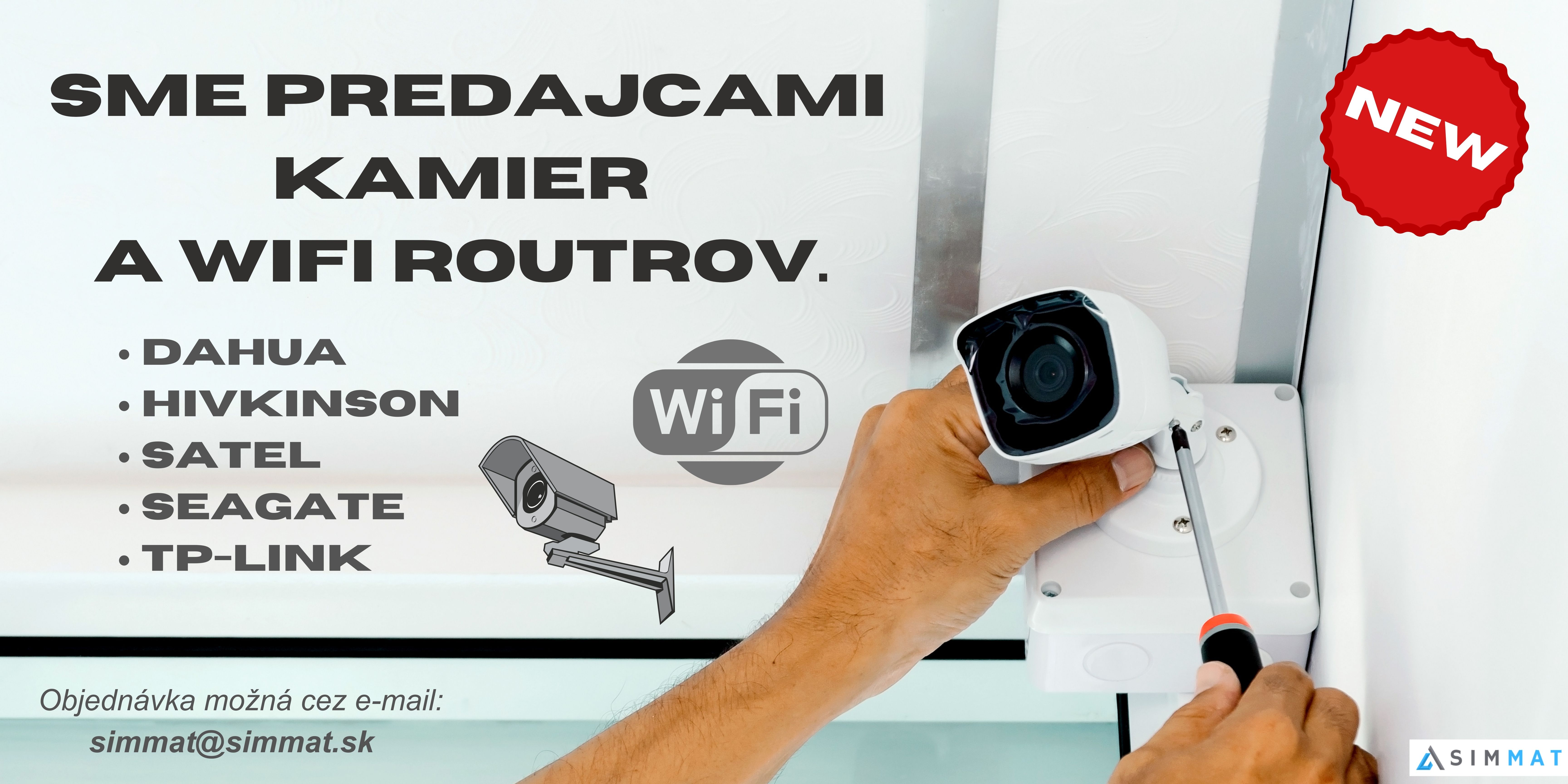 Sme predajcami kamier a wifi routrov značiek: Dahua, Hivkinson, Satel, Seagate, TP-link.