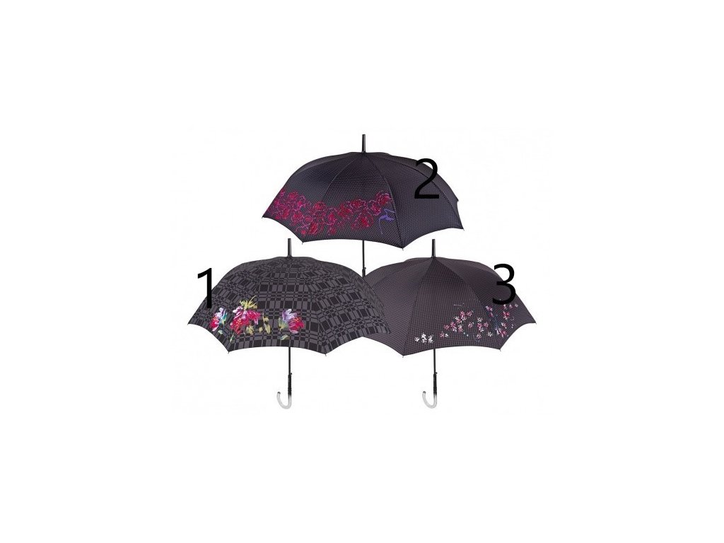 Dámský holový deštník s květinovým potiskem
