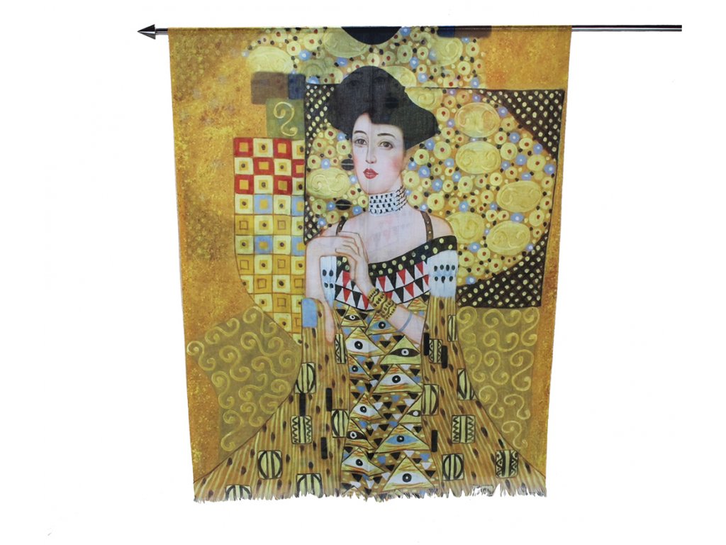 Dámský šátek Obraz- Gustav Klimt - Dáma ve zlatém, bavlna - Simmy s.r.o