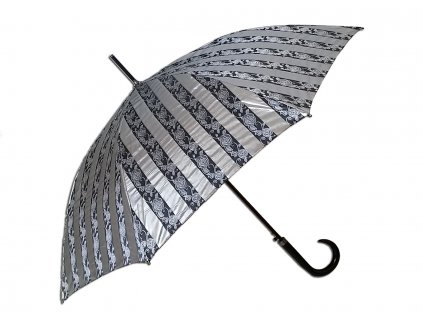 Dámský holový deštník JACQUARD stříbrný pruhy