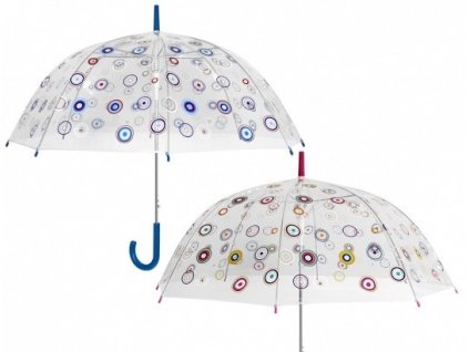 Průhledný deštník PVC s barevnými kolečky