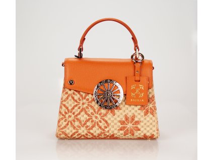 1624 damska kozena kabelka sofia rafia oranzova