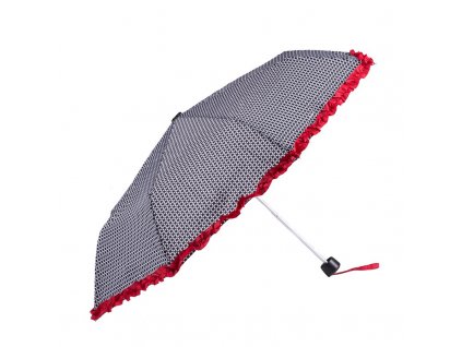 Skládací deštník černobílý s volánkem III ,Mřížka