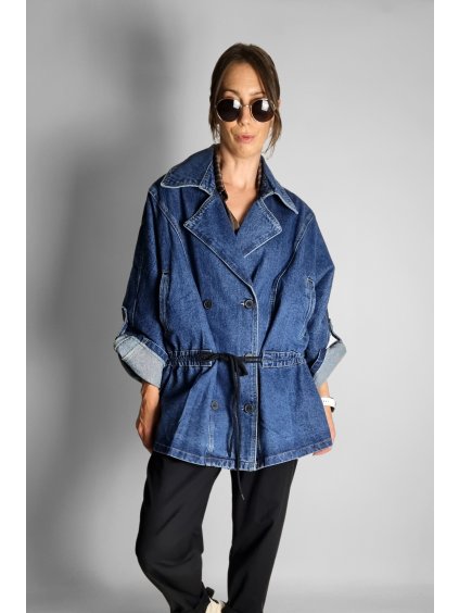 Oversize maxi riflová bunda Follow