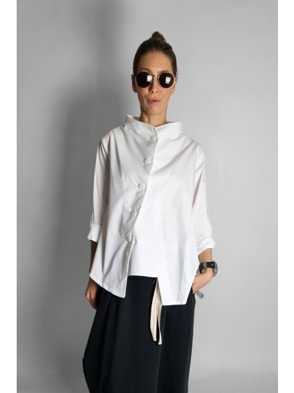 Basic šikmá košile Glamour White