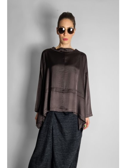 Saténový Top se stojáčkem Brown