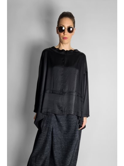 Saténový Top se stojáčkem Black