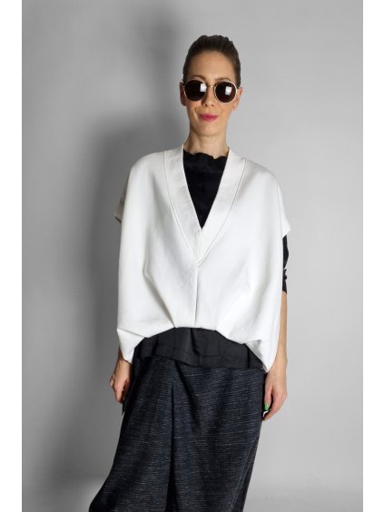 Vesta/mikina s výstřihem do v White