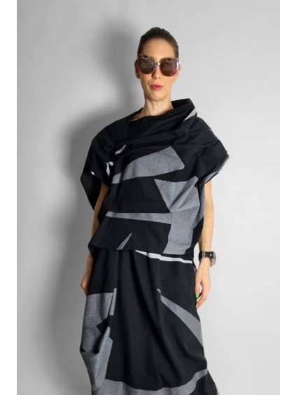 Asymetrická halenka Geometry Dark Grey