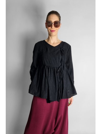 Vlněný Top s rozšířeným střihem Black