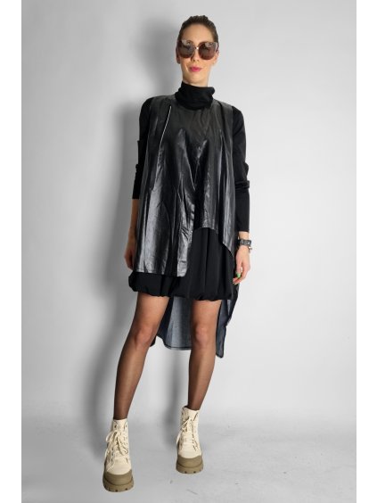 Asymetrická vesta z umělé kůže