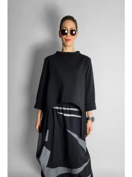 Mikina | top s výkrojem z bavlny Black