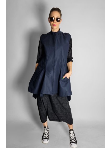 Vesta z bavlněné látky se zipem Navy