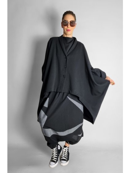 Bunda z bavlněné směsi s netopýřími rukávy