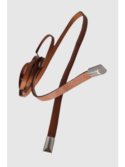 Laminovaný kožený dlouhý pásek Camel