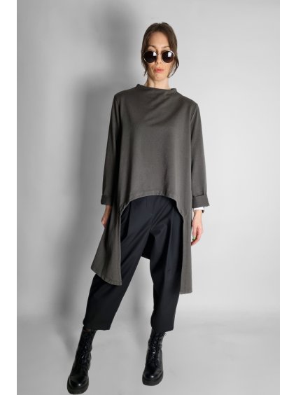 Mikina | Top s dlouhým zadním dílem Dark Brown