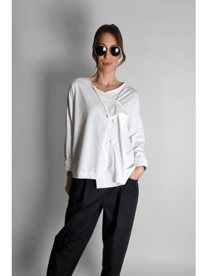 Stretch bavlněný kardigan White