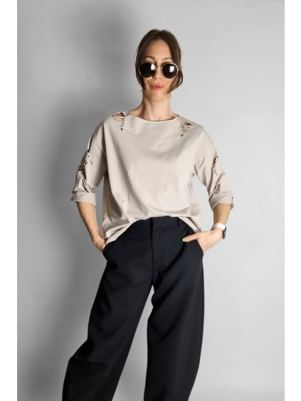 Bavlněný Top Destroyed Nude