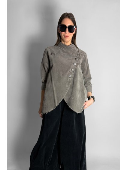 Asymetrická sametová bunda Fango