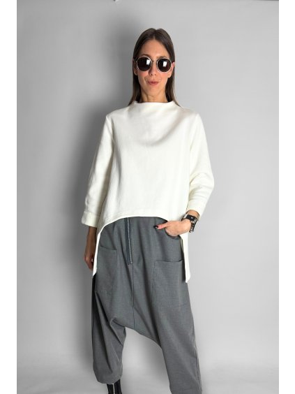 Mikina | top s výkrojem z bavlny White