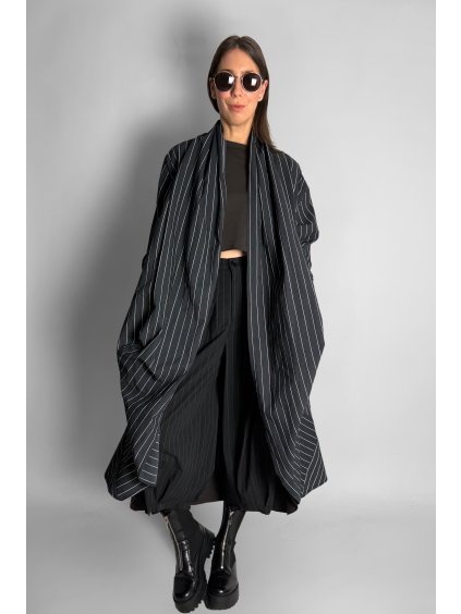 Pruhovaný Kabát | Cardigan z bavlněné směsi Black | White Lines