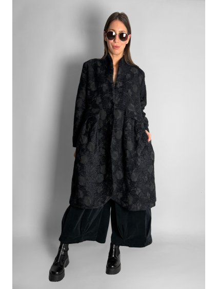 Cardigan | Kabát Silver Black Flower