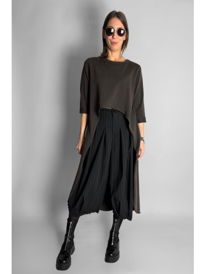 Dlouhý Top | Halenka se zkrácenou přední částí Dark Brown