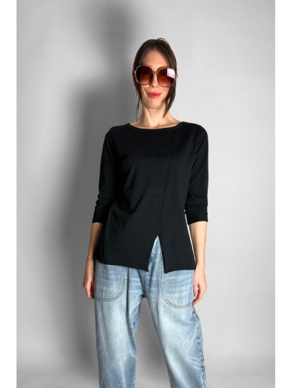 Top | Halenka s rozparkem vpředu Black